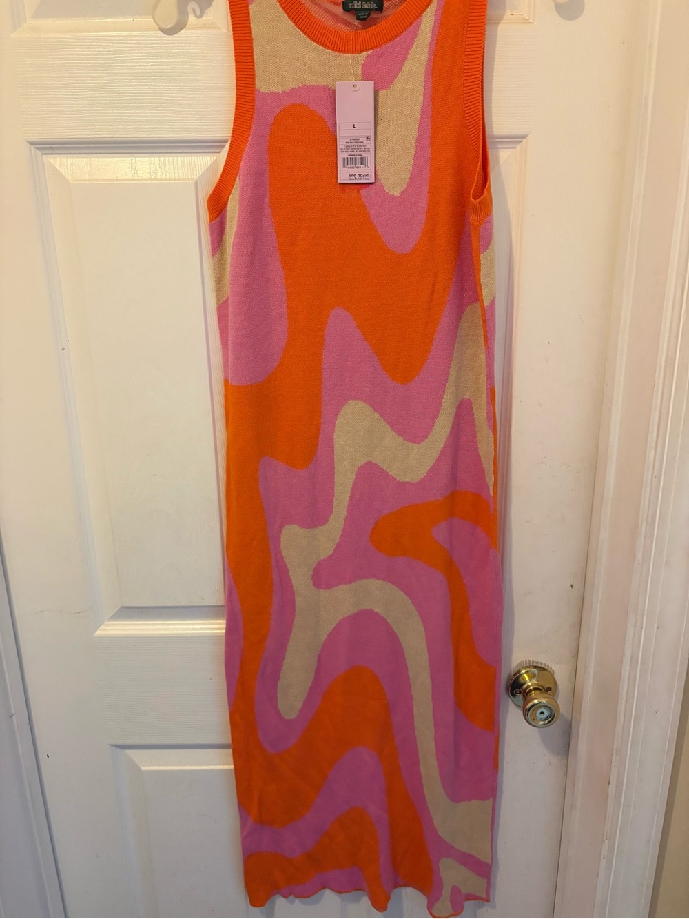 Target Orange Pink Cream Abstract Midi Dress